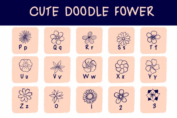 Cute Flower Doodle by Sirinart — Dingbats Font — thumbnail 3