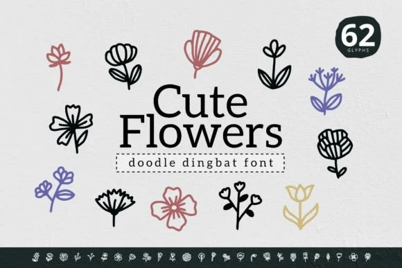 Cute Flowers by YandiDesigns — Dingbats Font