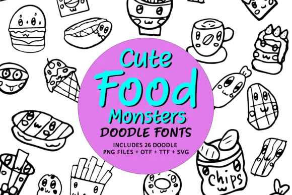 Cute Food Monsters by digitalplannerland — Dingbats Font