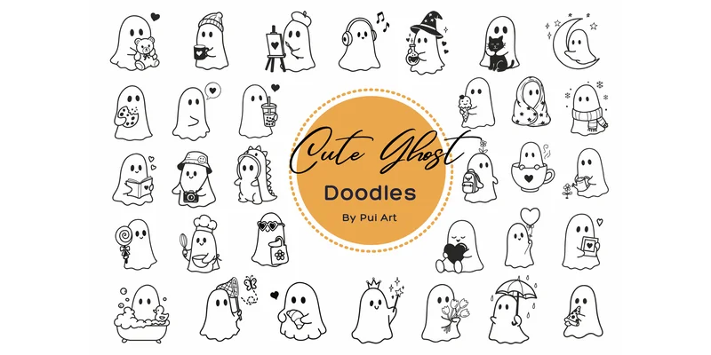 Cute Ghost Doodles Font by Pui Art by Pui Art — Dingbats Font