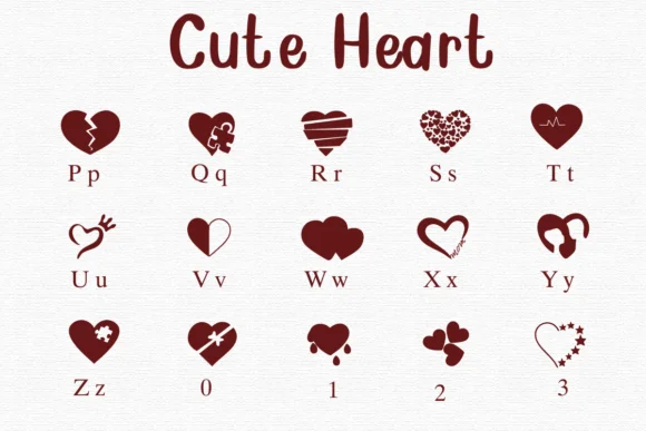 Cute Heart by Nongyao — Dingbats Font — thumbnail 3