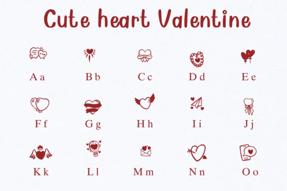 Cute Heart Valentine by Nongyao — Dingbats Font — thumbnail 2