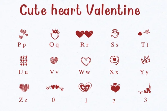 Cute Heart Valentine by Nongyao — Dingbats Font — thumbnail 3