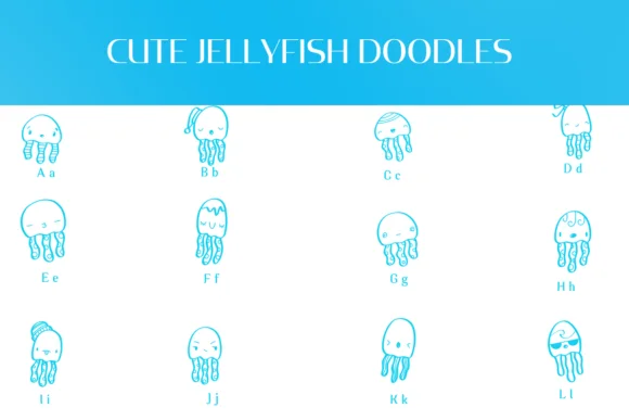 Cute Jellyfish Doodles by Heartcraft Atelier — Dingbats Font — thumbnail 2