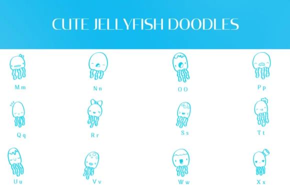 Cute Jellyfish Doodles by Heartcraft Atelier — Dingbats Font — thumbnail 3