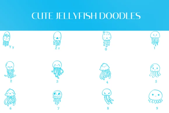 Cute Jellyfish Doodles by Heartcraft Atelier — Dingbats Font — thumbnail 4