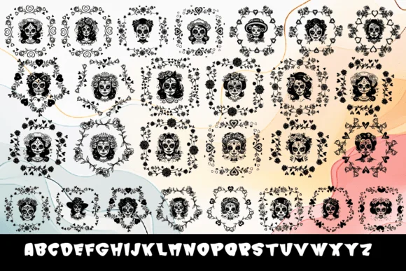 Cute La Catrina Sugar Skull by MOMAT THIRTYONE — Dingbats Font — thumbnail 2