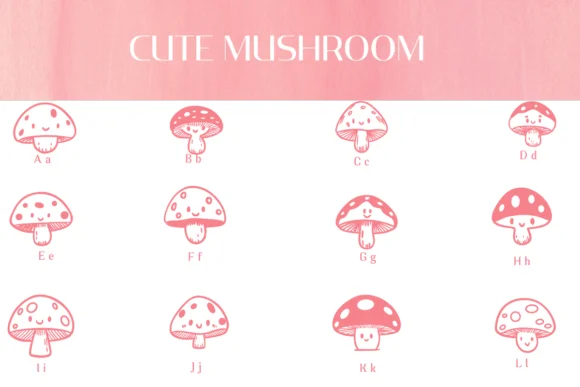 Cute Mushroom by Heartcraft Atelier — Dingbats Font — thumbnail 2