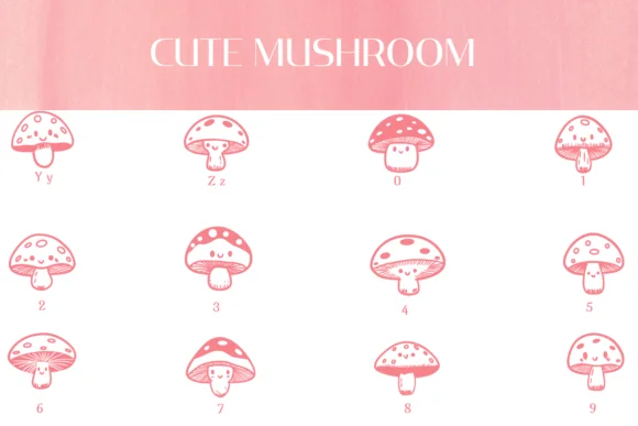 Cute Mushroom by Heartcraft Atelier — Dingbats Font — thumbnail 4
