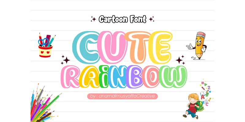 Cute Rainbow Font by anamalmusyaffaCreative by anamalmusyaffaCreative β Display Font