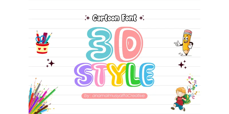Cute Rainbow Font by anamalmusyaffaCreative by anamalmusyaffaCreative — Display Font — thumbnail 2