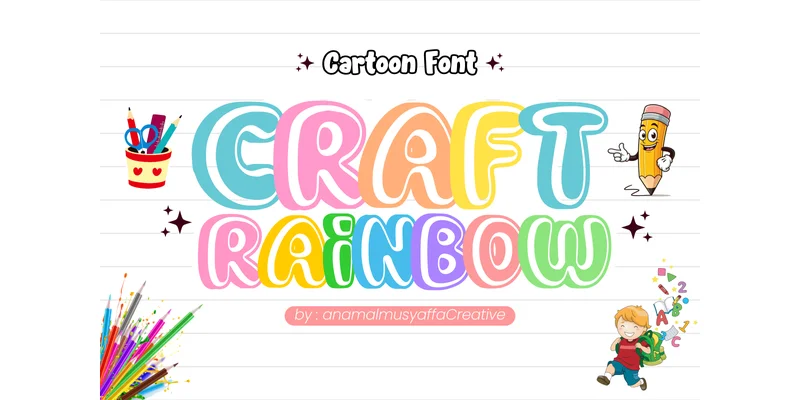 Cute Rainbow Font by anamalmusyaffaCreative by anamalmusyaffaCreative — Display Font — thumbnail 3