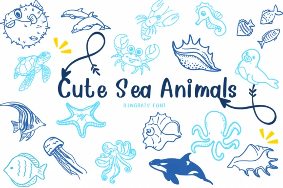 Cute Sea Animals by CHANOK — Dingbats Font