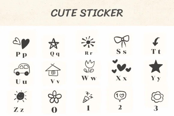 Cute Sticker by Ketsarin — Dingbats Font — thumbnail 3