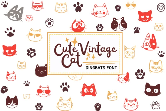 Cute Vintage Cat by PraewDesigns — Dingbats Font