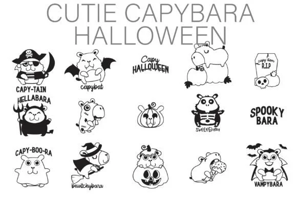 Cutie Capybara Halloween Dingbats by Illustration Ink — Dingbats Font