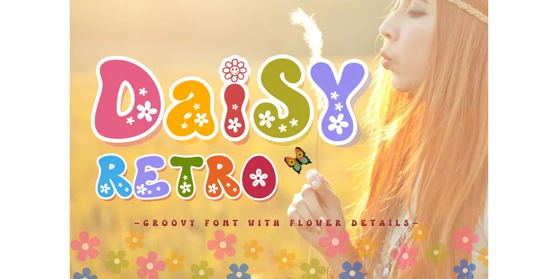 Daisy Retro Font by Pui Art by Pui Art — Decorative Font