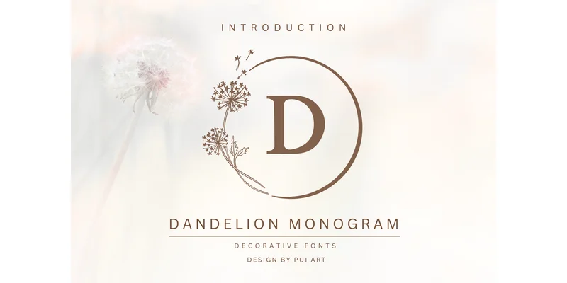 Dandelion Monogram Font by Pui Art by Pui Art — Decorative Font