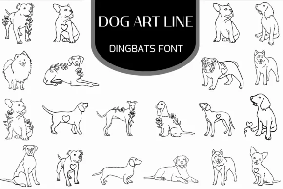 Dog Art Line by Heartcraft Atelier — Dingbats Font