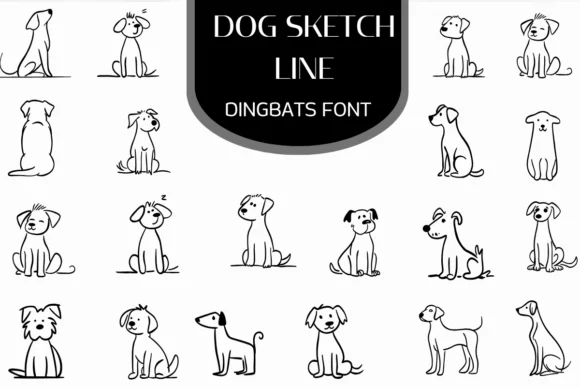 Dog Sketch Line by Heartcraft Atelier — Dingbats Font