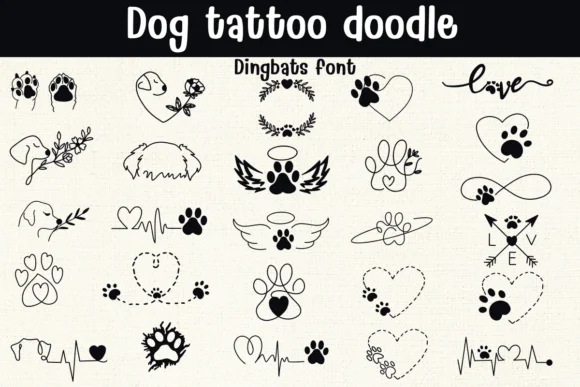 Dog Tattoo Doodle by Sontaya — Dingbats Font