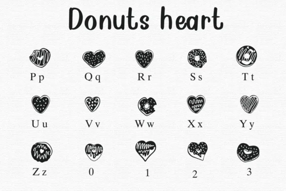 Donuts Heart by Nongyao — Dingbats Font — thumbnail 3
