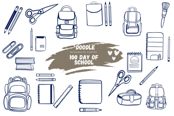 Doodle 100 Day of School by Suphitchaya — Dingbats Font