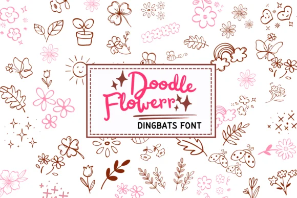 Doodle Flowers by PraewDesigns — Dingbats Font
