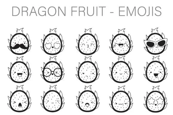 Dragon Fruit Emojis Dingbats by Illustration Ink — Dingbats Font
