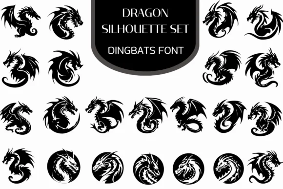 Dragon Silhouette Set by Heartcraft Atelier — Dingbats Font