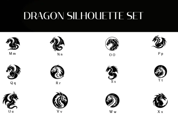 Dragon Silhouette Set by Heartcraft Atelier — Dingbats Font — thumbnail 3