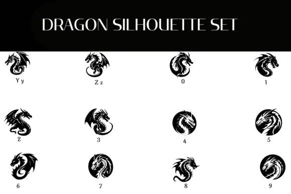Dragon Silhouette Set by Heartcraft Atelier — Dingbats Font — thumbnail 4