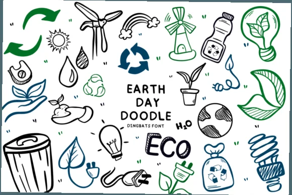 Earth Day Doodle by Bee piyanuch — Dingbats Font