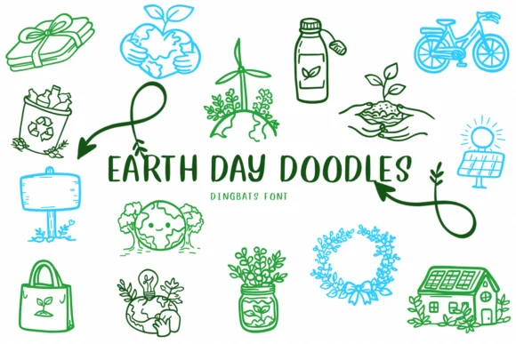 Earth Day Doodles by CHANOK — Dingbats Font