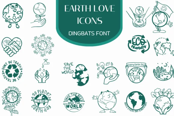 Earth Love Icons by Heartcraft Atelier — Dingbats Font