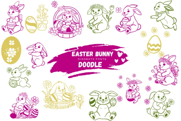 Easter Bunny Doodle by Suphitchaya — Dingbats Font