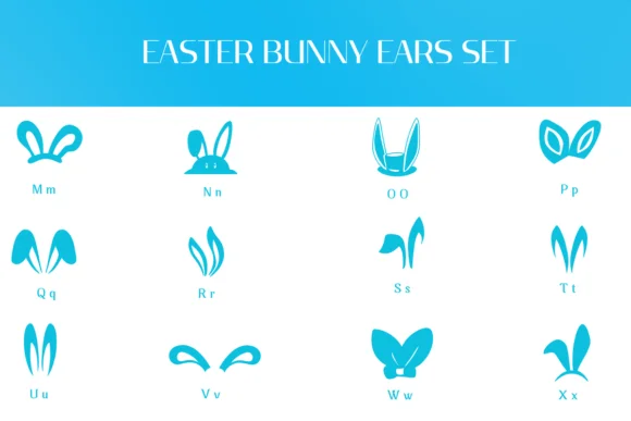 Easter Bunny Ears Set by Heartcraft Atelier — Dingbats Font — thumbnail 3