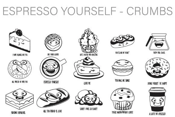 Espresso Yourself Crumbs Dingbats by Illustration Ink — Dingbats Font
