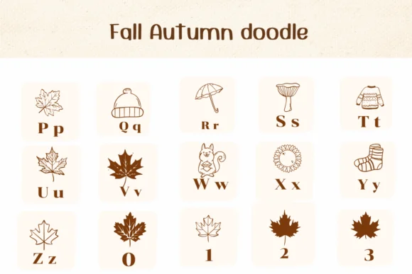 Fall Autumn Doodle by Ketsarin — Dingbats Font — thumbnail 3