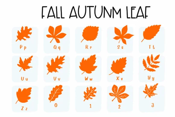 Fall Autumn Leaf by Sirinart — Dingbats Font — thumbnail 3