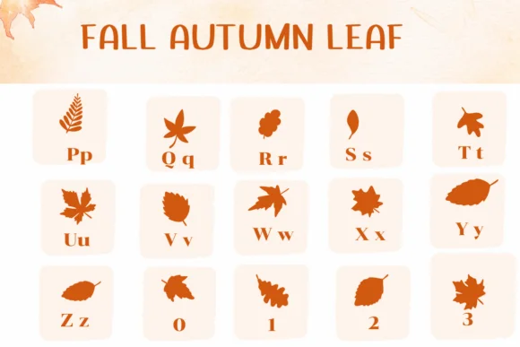 Fall Autumn Leaf by Ketsarin — Dingbats Font — thumbnail 3