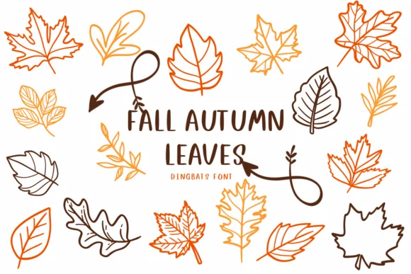 Fall Autumn Leaves by CHANOK — Dingbats Font
