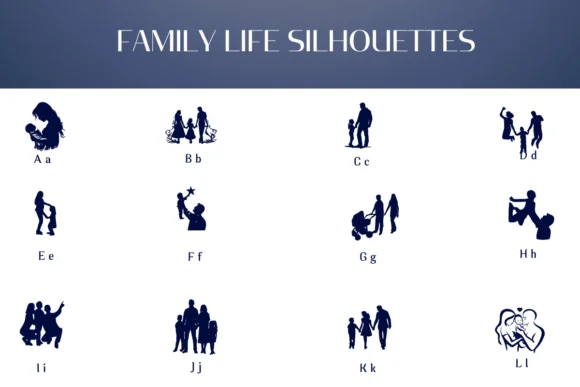 Family Life Silhouettes by Heartcraft Atelier — Dingbats Font — thumbnail 2