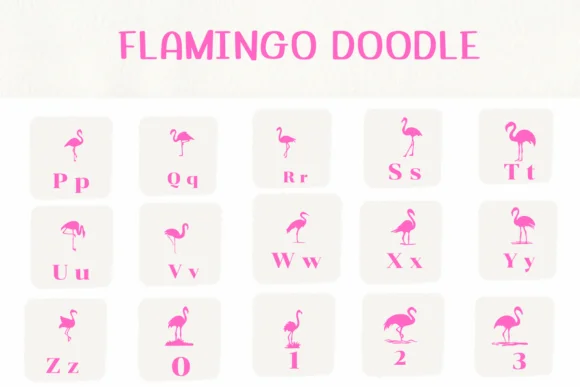 Flamingo Doodle by Ketsarin — Dingbats Font — thumbnail 3
