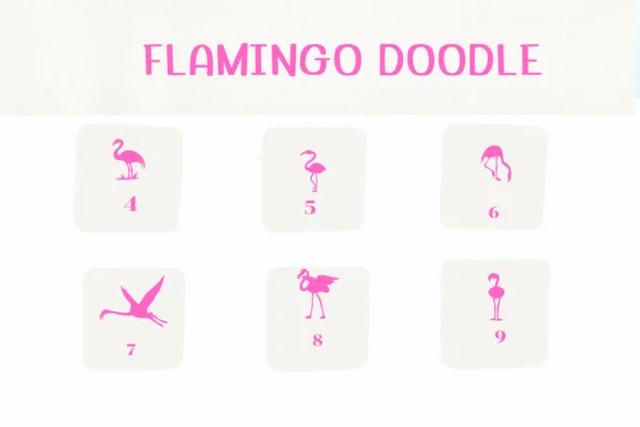Flamingo Doodle by Ketsarin — Dingbats Font — thumbnail 4