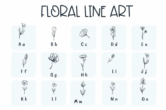 Floral Line Art by Sirinart — Dingbats Font — thumbnail 2