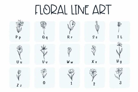 Floral Line Art by Sirinart — Dingbats Font — thumbnail 3