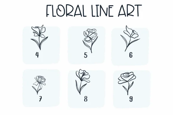 Floral Line Art by Sirinart — Dingbats Font — thumbnail 4