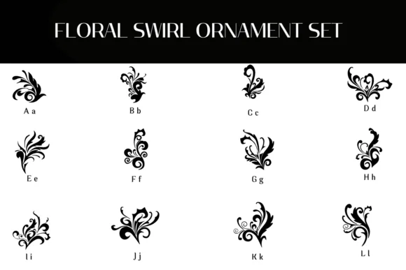 Floral Swirl Ornament Set by Heartcraft Atelier — Dingbats Font — thumbnail 2