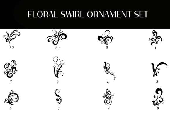 Floral Swirl Ornament Set by Heartcraft Atelier — Dingbats Font — thumbnail 4
